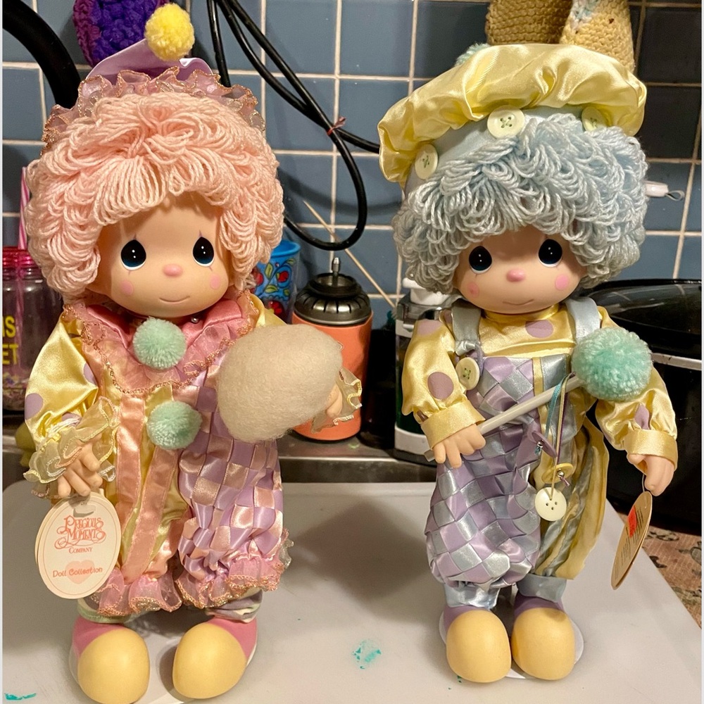 Precious Moments LIMITED EDITION 1999 Cotton Candy and Buttons the Clown dolls